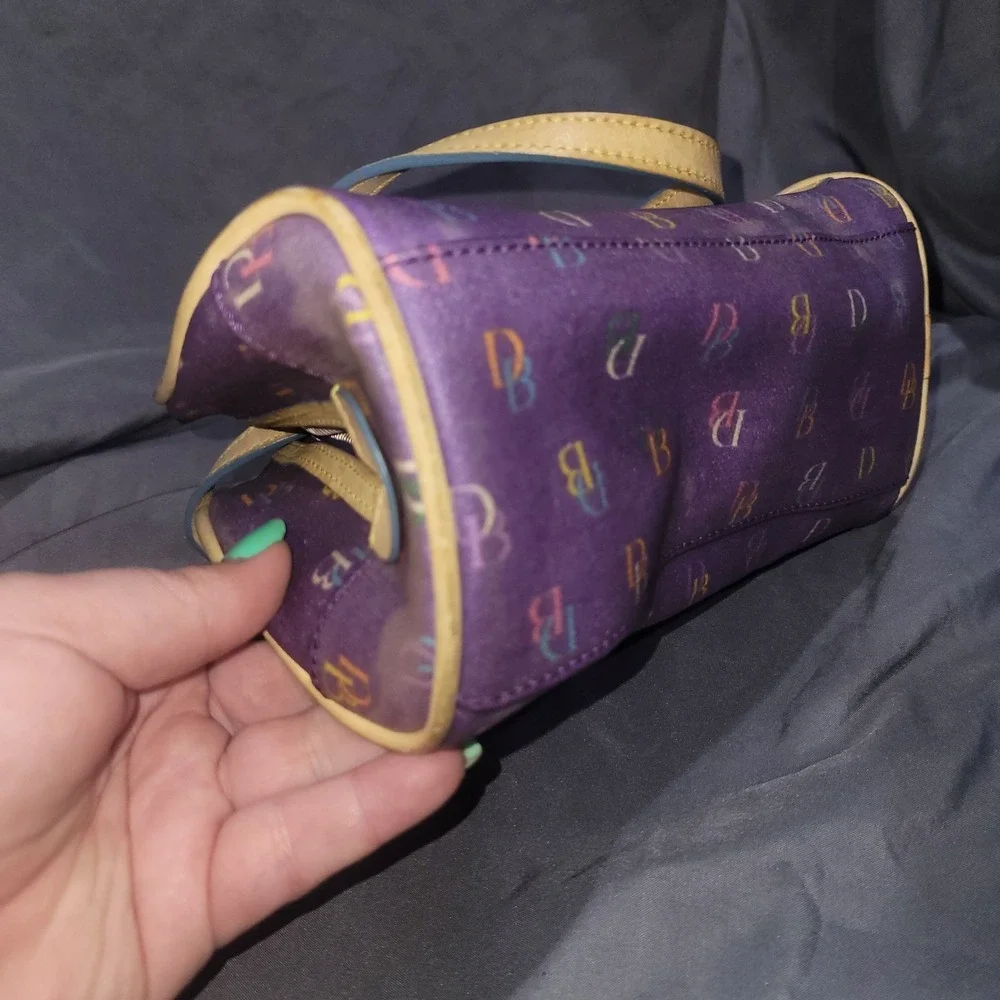 VTG Dooney and Bourke Mini Dome Boston Purple w/ Multicolored Zipper Y2K Bowling